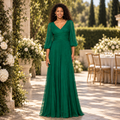 Vestido largo plisado verde esmeralda